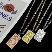 hot stainless steel constellation taurus necklace for women men jewelry retro square pendant necklaces fashion birthday present