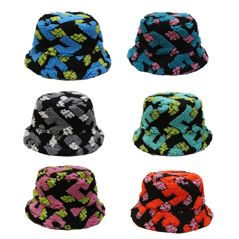 

Plush Bucket Hat Thick Warm Hat Outdoor Travel Fisherman Girls Soft Velvet Fisherman Hat Winter Faux Fur Fluffy