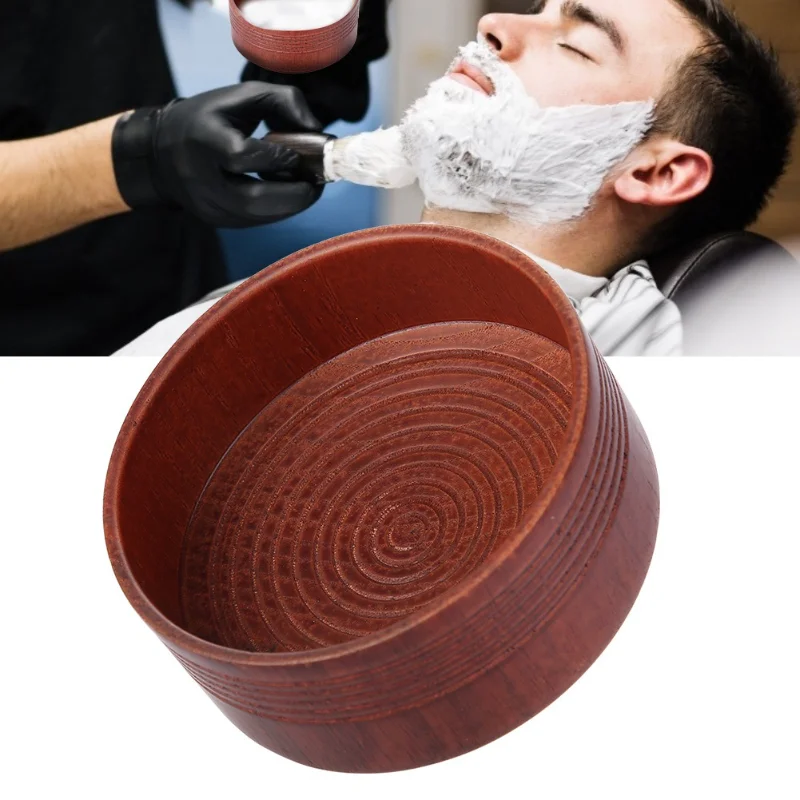 

Wooden Men Male Shaving Mug Shaving Cream Soap Foam Bowl Shaving Brush Cup Round Thread Bottom Wet Shave Bowl Face Cleaning Tool