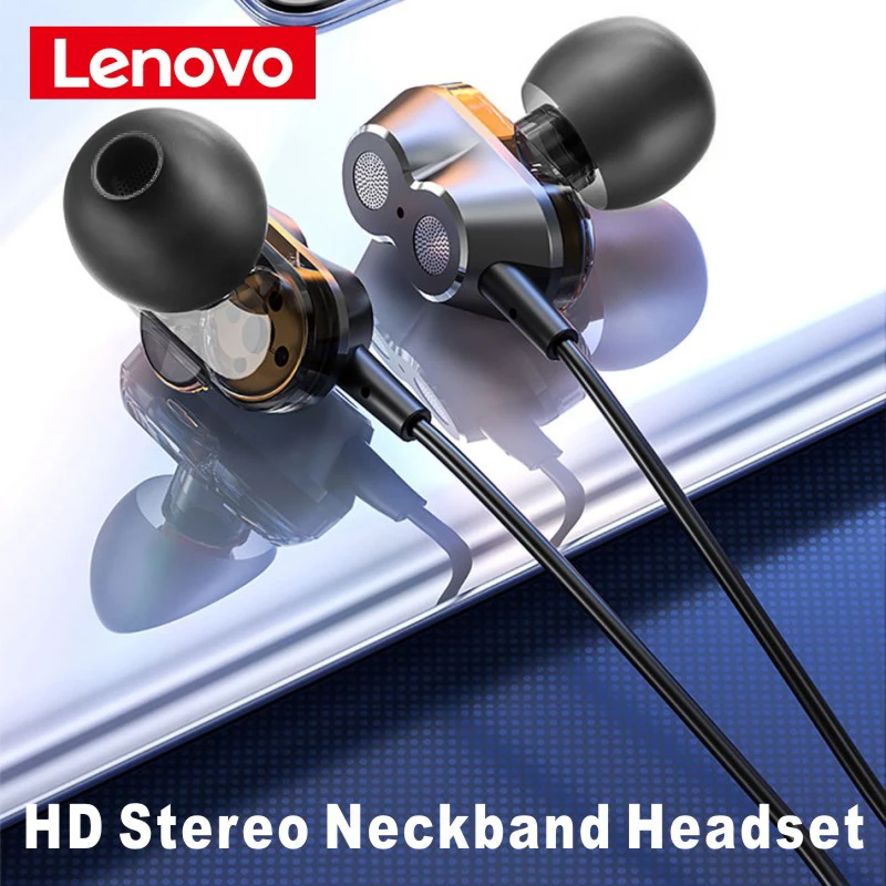 Original Lenovo HE08 Wireless Earphone 4-speaker Sports New Bluetooth 5.0 Headset 9D Stereo HIFI Sound Quality IPX5 Waterproof