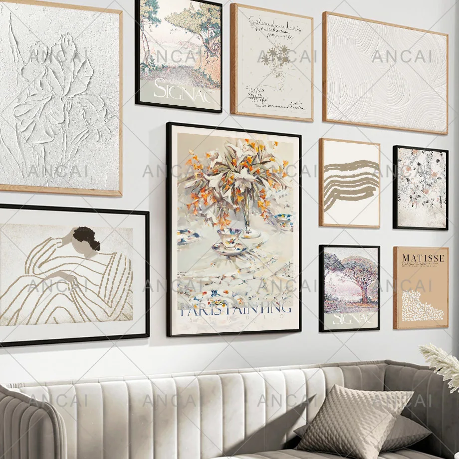 

Абстрактная картина матиссе из линий, женское дерево, цветочное искусство, холст, скандинавские постеры и принты, настенные картины для украшения гостиной