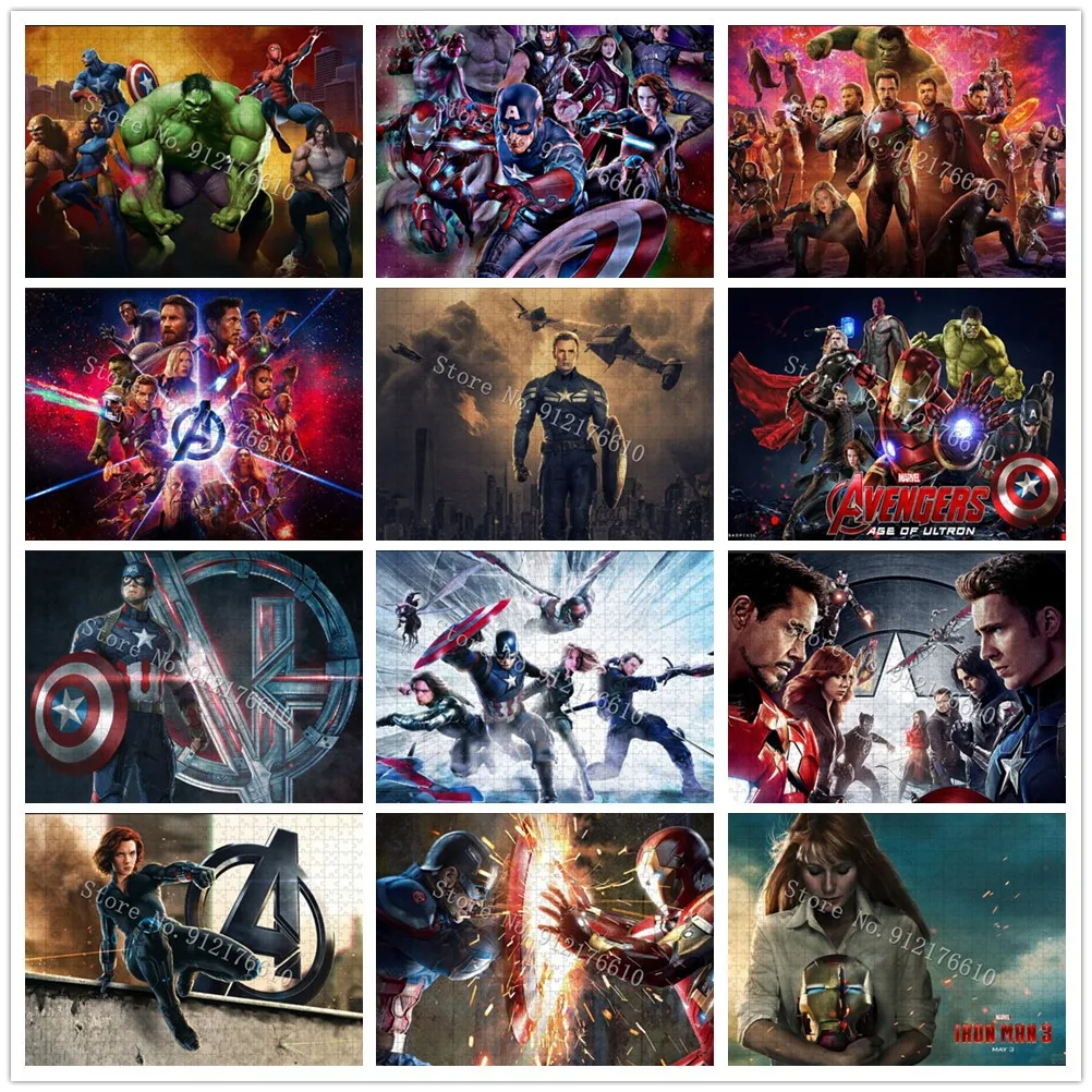 

300/500Pcs Disney Marvel Avengers: Infinity War Jigsaw Puzzles Adults Decompress Educational Intellectual Family Game Toys Gifts
