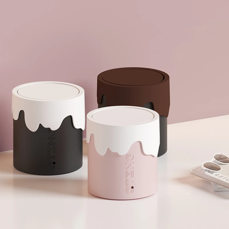 

Креативная шоколадная корзина для мусора с крышкой, экологически чистый полипропиленовый материал, прочная корзина для мусора, емкость для...