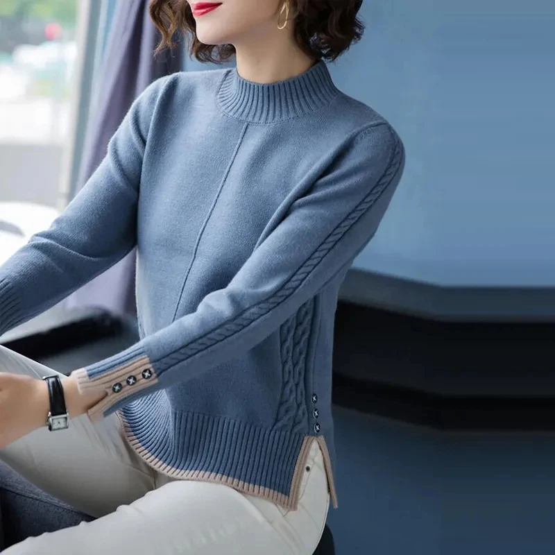 Осенне-зимний женский свитер пуловер новинка 2023 корейский короткий вязаный с