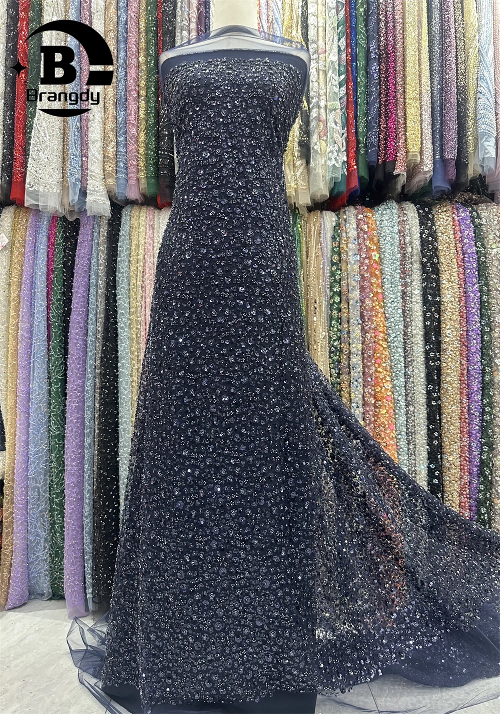 Элегантная африканская Тюлевая вышивка из бисера кружевная ткань 2024