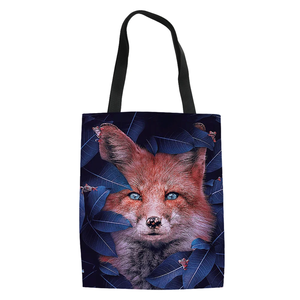 Floral Fox Design Print Fashion Shoulder Bag Beach School Teenager Shopping Bag High Quality Storage Bolso De Mano