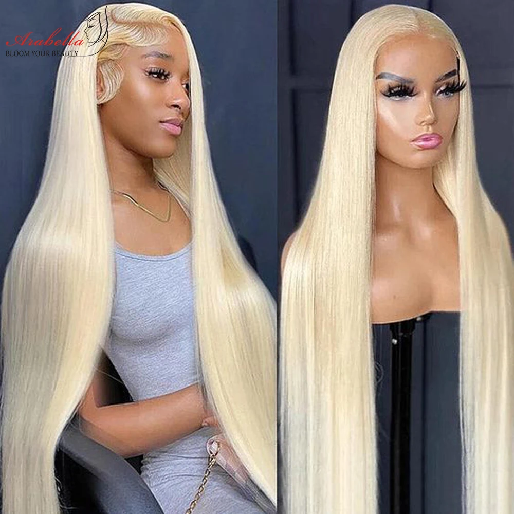 

613 HD Lace Frontal Wig 13x6 Transparent Lace Pre Plucked Bleached Knots Arabella Remy Straight Lace Front Human Hair Wig
