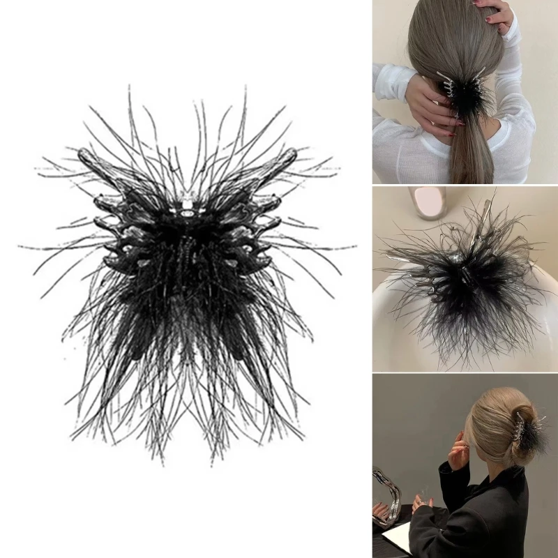 

Butterfly-shape Feather Hair Large Ponytail Catch Barrettes Strong Hold Hairpin