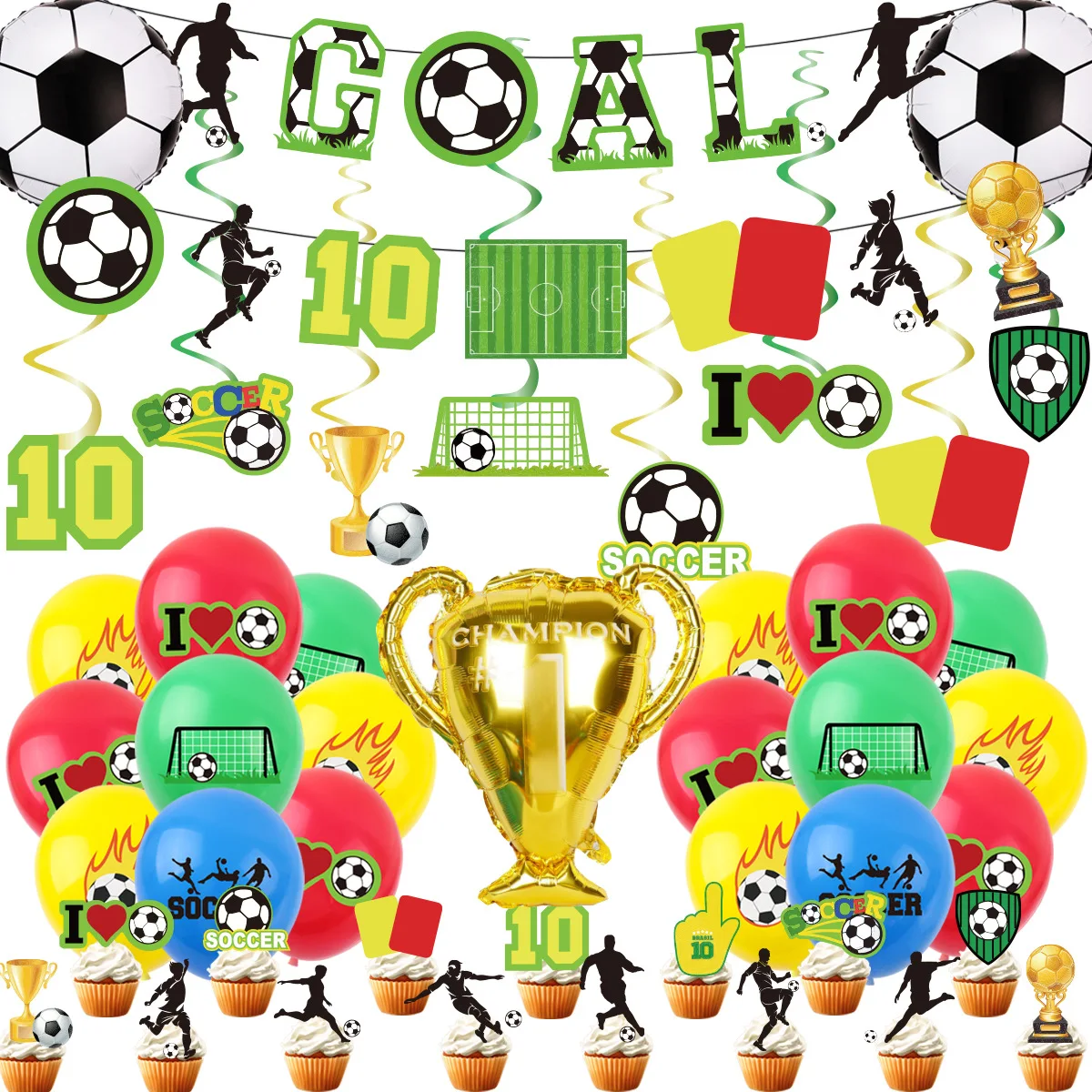 

2022 Football Cup Festival Party Decorations Supplier Goal Balloon Cake Topper Kids Toys Anime Accessories Soccer Fans Activity