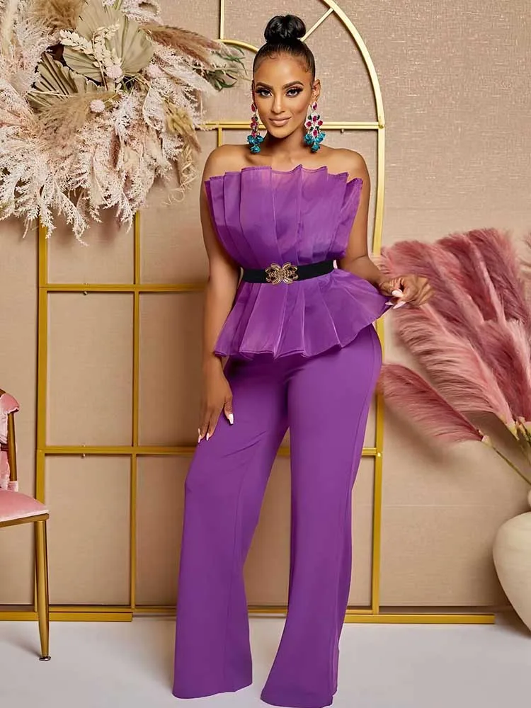 Женский Длинный комбинезон без бретелек элегантный летний длинный в стиле ретро