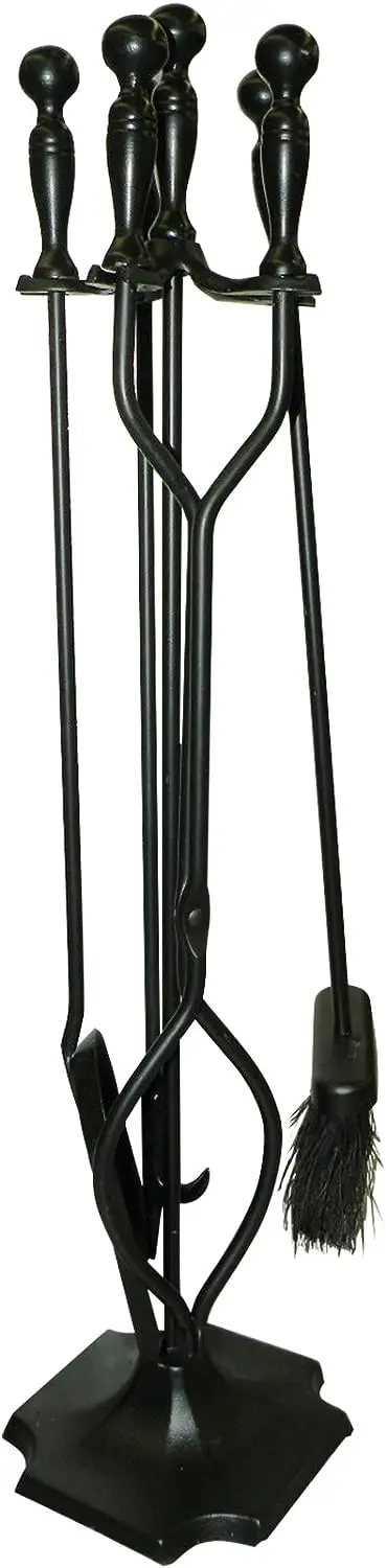 

Fireplace Toolset and Metal Hearth Accessory, Black