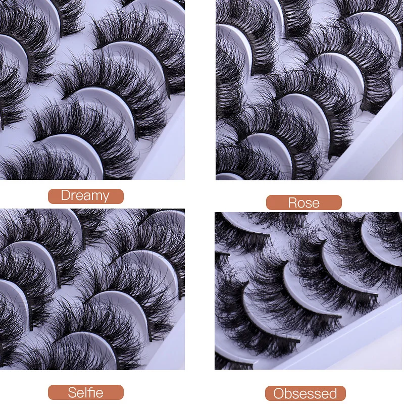 

Новые 10 пар накладных ресниц-многослойные, плотные, перекрестные, норковые, мягкие, расширенные, для макияжа и целая пара.