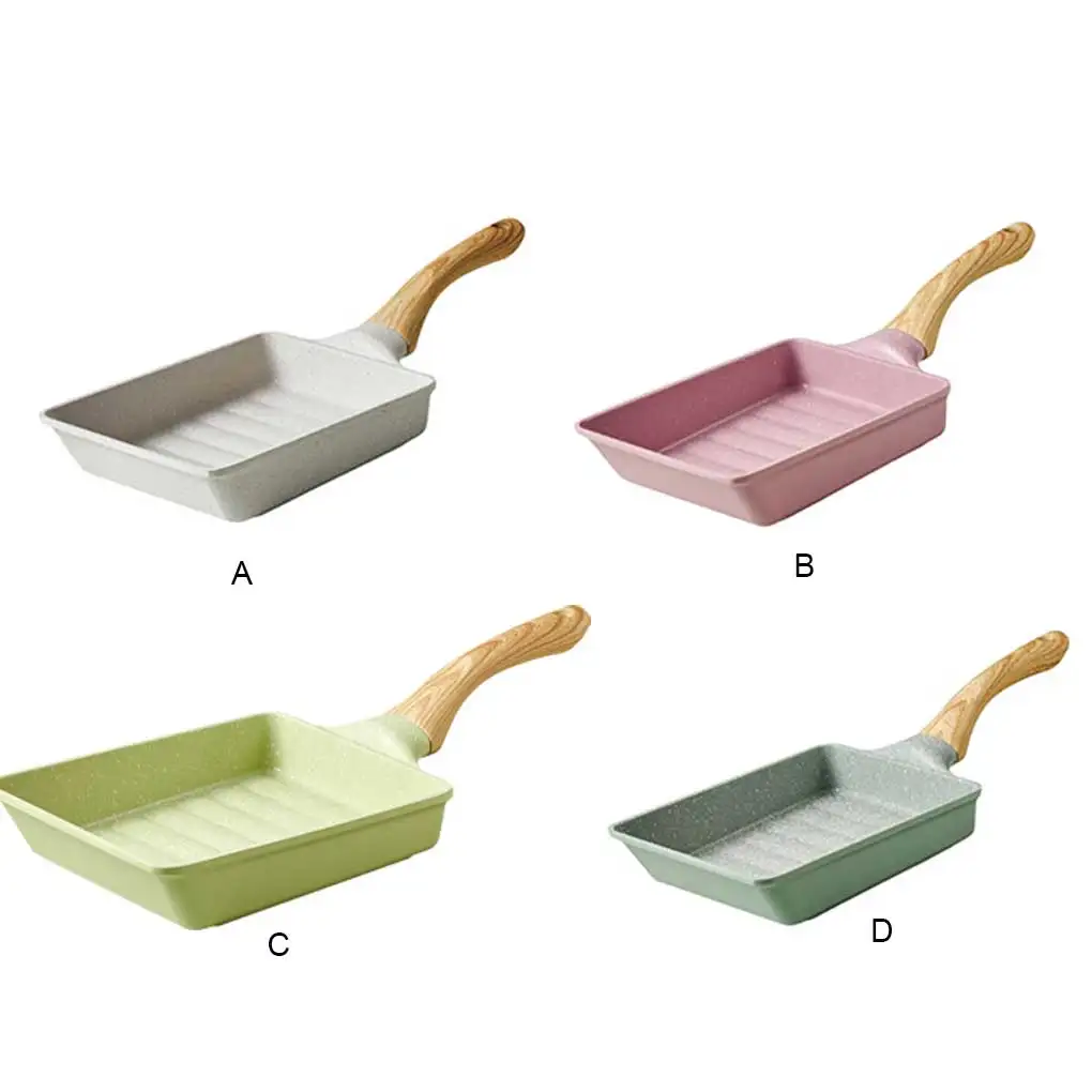 

Tamagoyaki Non-Stick Frying Pan Portable Reusable Washable Hanging Wood Handle Kitchen Restaurant Cooking Pot Cooker