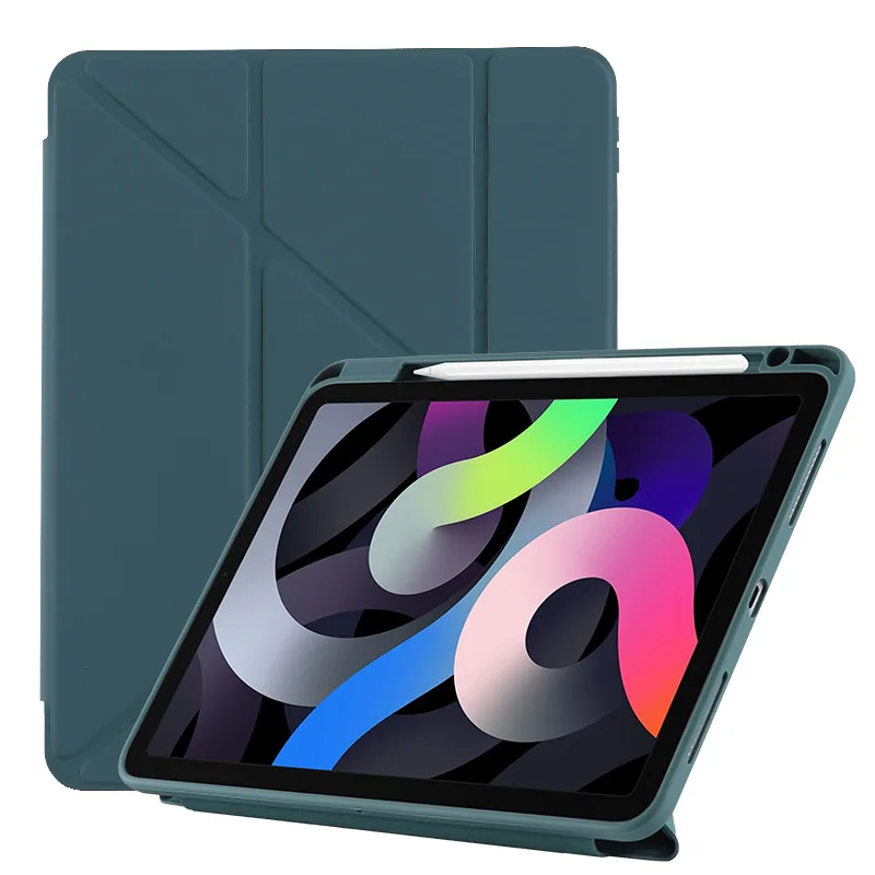 

Оригами стенд акриловый ПУ кожаный планшет планшетов со слотом для ручки для iPad 10 9 8 Air 4 5 Pro 12,9 11 10,2 10,9 9,7 дюймов тройной чехол