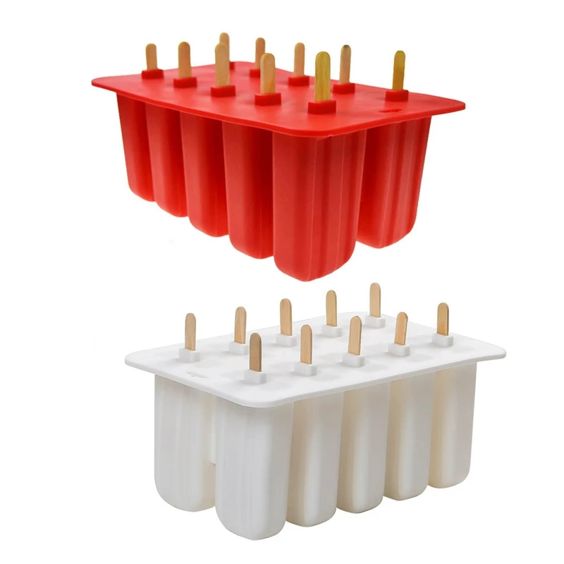 

2 Set Silica Gel Ice Cream Mould Popsicle Mold Ice Tray Puck Popsicle Mold Ice Cream 10 With Silicone Mold High Quality White &