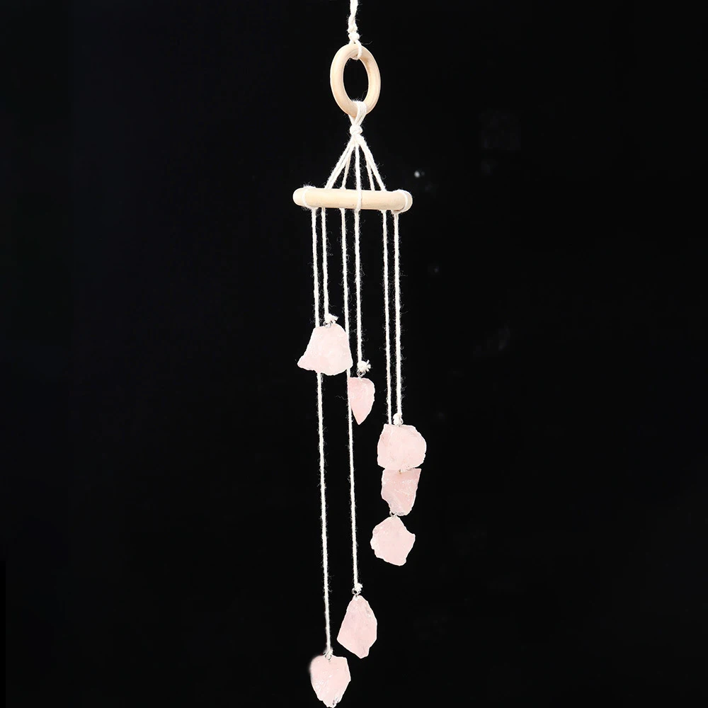 

Raw stones Wind Chime Reiki Pendant Healing Natural Crystal Amethyst Windchime Home Garden Wall Room Hanging Ornament Decor