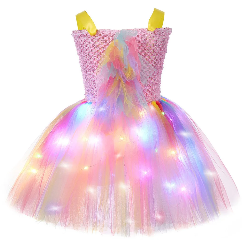 Костюм пони со светодиодной подсветкой и цветком единорога для девочек