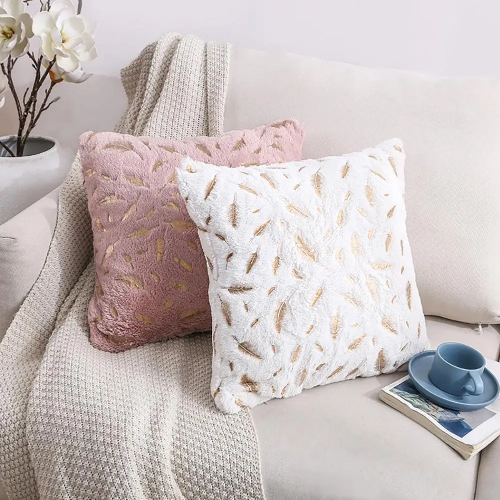 

Home Plush Pillow Cases Pillow Covers Double-sided Comfortable Feather Decorative Cushion Cover Wholesale