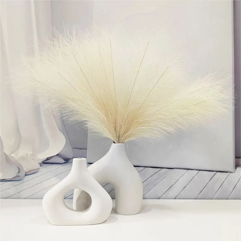 Скандинавская керамическая белая ваза стильная цветочная композиция простое
