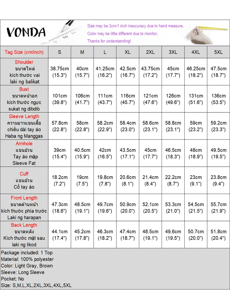 Плюс размер VONDA модные толстовки с капюшоном женские длинным рукавом