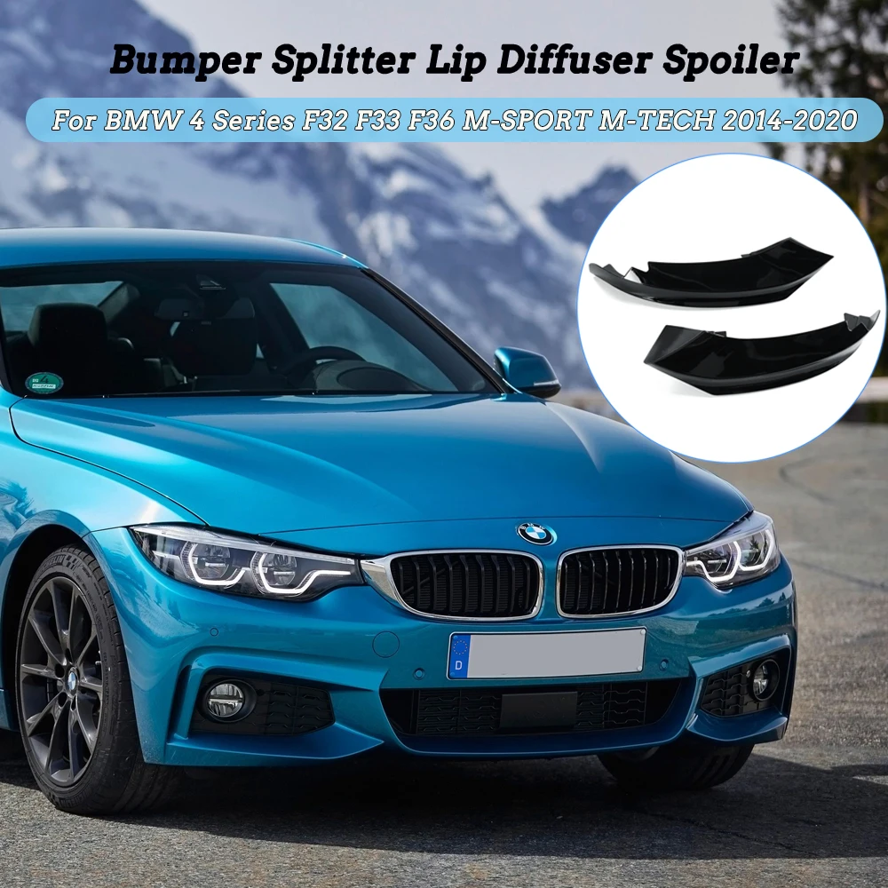 For BMW F32 F33 F36 4 Series Front Bumper Diffuser Side Parts Splitter Angle 2014 - 2020 M-Sport M-Tech (M Sport Models Only)