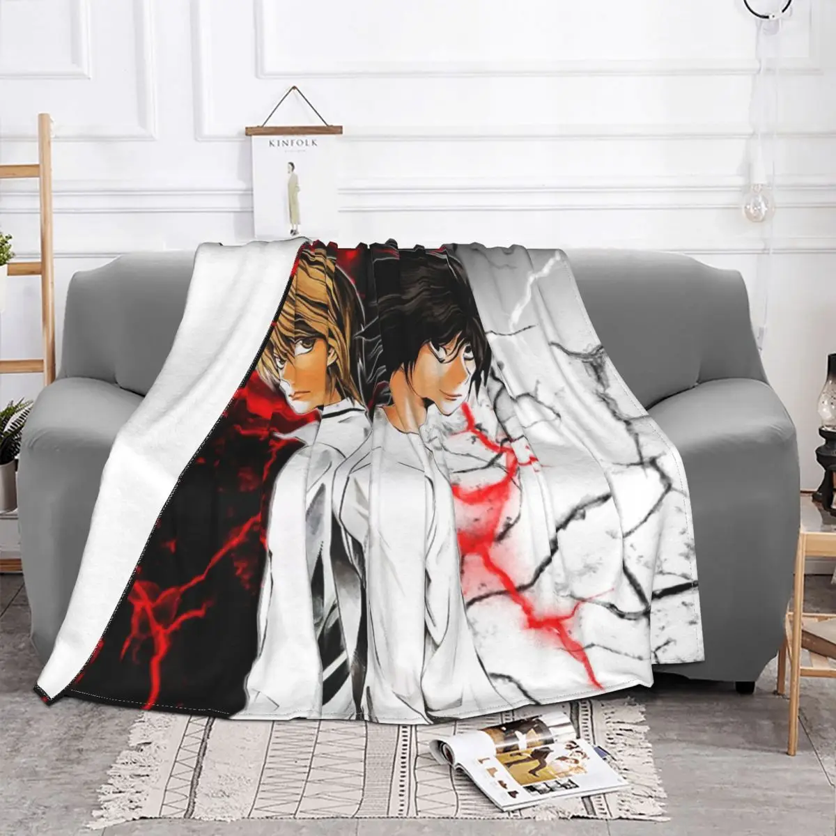 

Death Note Blanket Fleece Textile Decor Yagami Light Portable Lightweight Throw Blankets for Home Bedroom Plush Thin Quilt