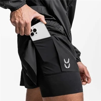 2022 new summer running shorts men 2 in 1 hidden pockets quick dry gym sport shorts fitness jogging workout shorts men shorts
