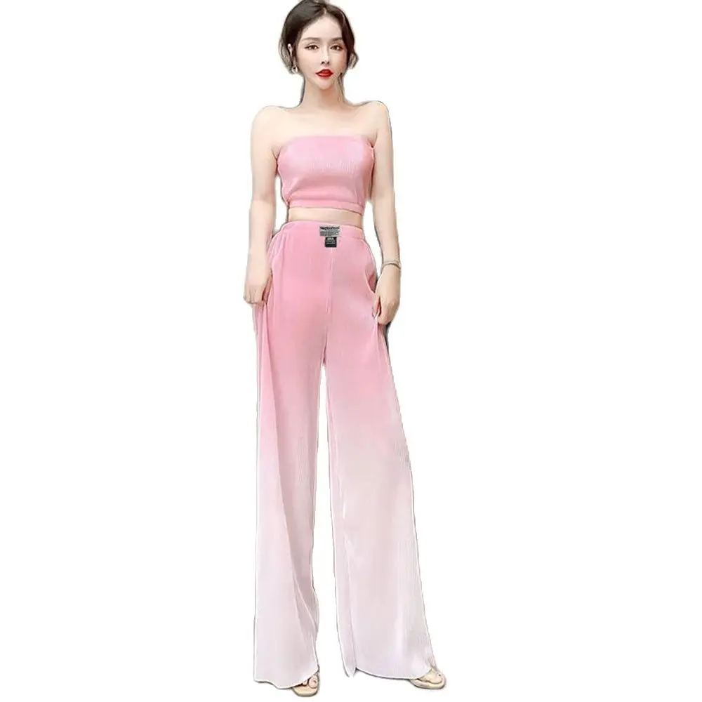 

Fashion Trousers Womens 2022 Spring Autumn New Femme Draped Gradient Long Pants Long High Waist All-match Casual Trousers Lady