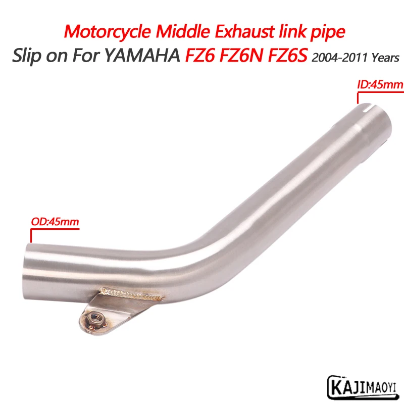 Slip On For Yamaha Fz6 Fz6N Fz6S Motorcycle Exhaust Pipe Middle Link Pipe Catalyst Delete Modified Muffler Escape Moto 2004-2011