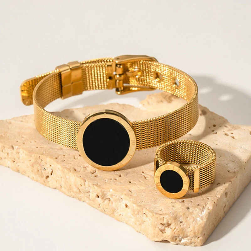 Комплект из кольца и браслета нержавеющей стали 316L