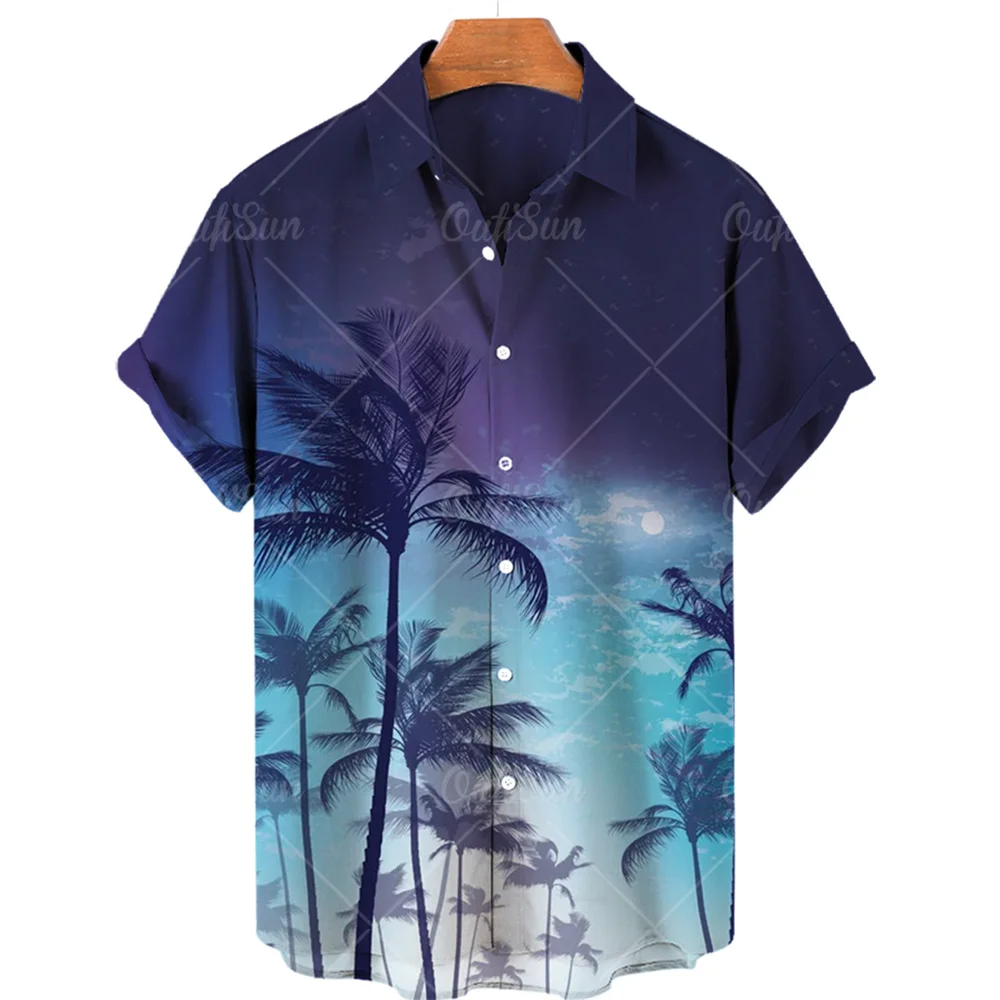 

Fabric 3D Beach Hawaii 2022 Summer Men's Shirt Short Sleeve Shirt Streetwear Oversized 5XL Camisa Social Chemise Homme-1