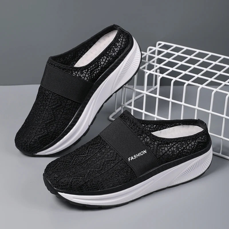 STRONGSHEN Women Shoes Summer New Sandals And Slippers Women's Outer Wear Thick-soled Mother Shoes Llight Baotou Half Slippers