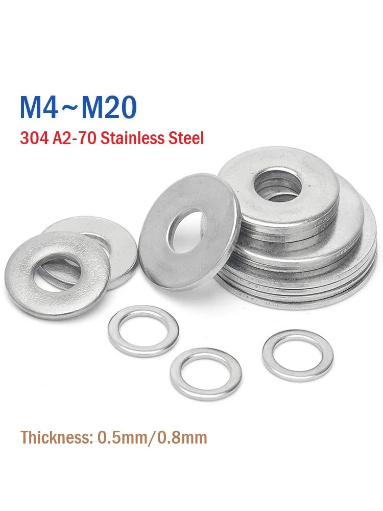 

M4 M5 M6 M8 M10M12 M14 M16 M18 M20 304 A2-70 плоская шайба из нержавеющей стали, прокладка для винтового болта