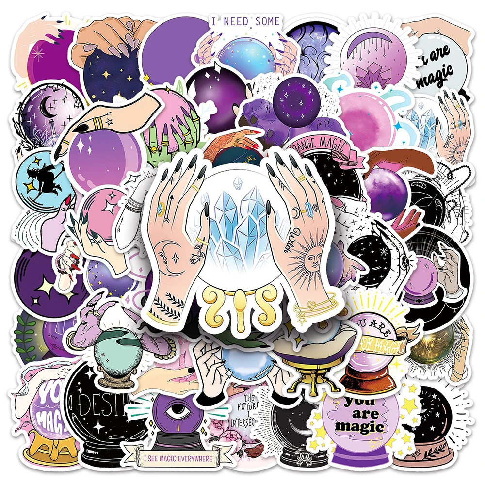 

10/30/50pcs Magic Witch Crystal Ball Graffiti Stickers Cartoon Decals Notebook Laptop Car Fridge Cool Decoration Sticker Kid Toy