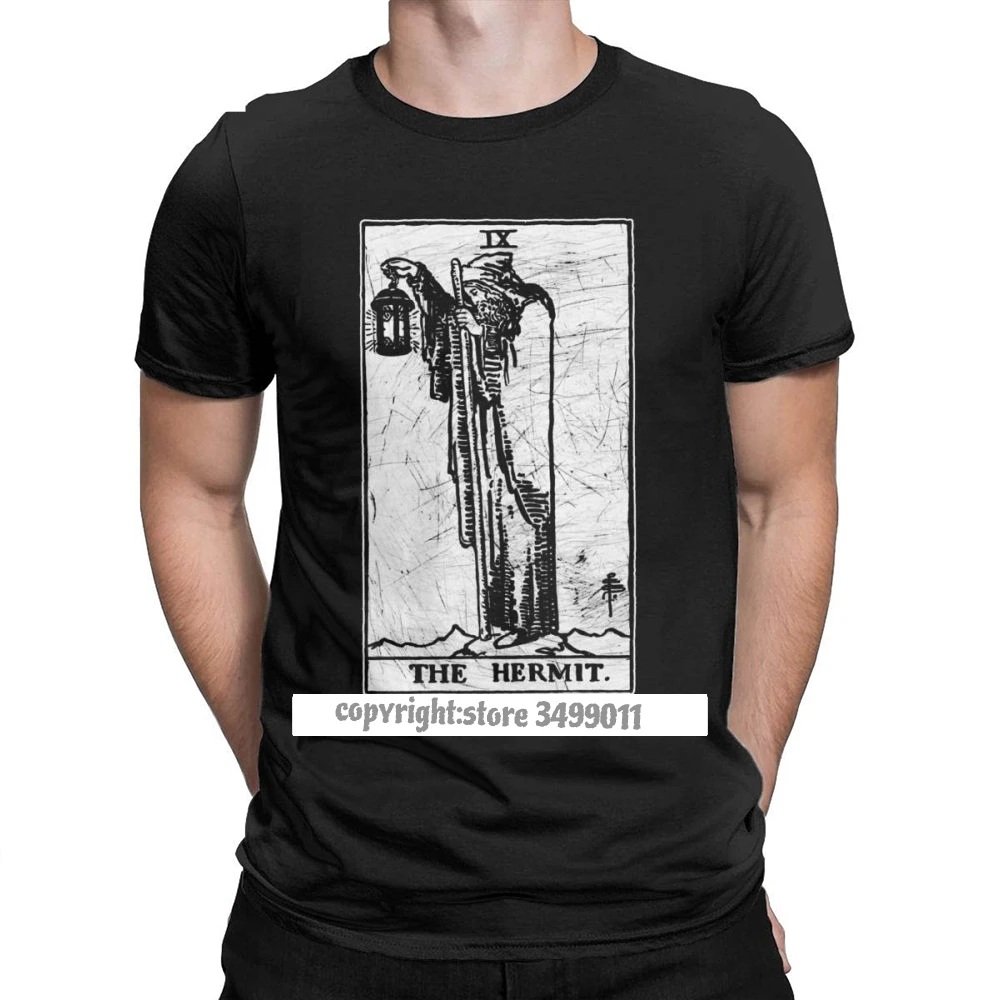

The Hermit Tarot Card T-Shirt Major Arcana tune Telling Occult T Shirts Men Premium Cotton Tees Fitness