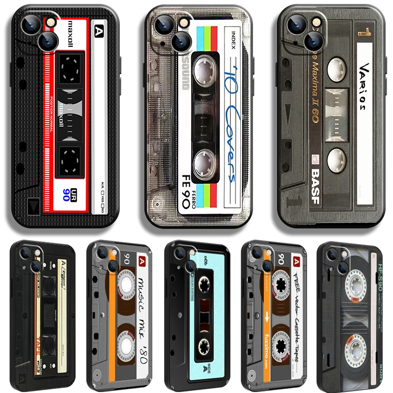 

Retro Vintage Old Cassette Tape For iPhone 14 13 12 11 Pro 12 13 Mini X XR XS Max SE 7 8 Plus Phone Case Liquid Silicon Shell