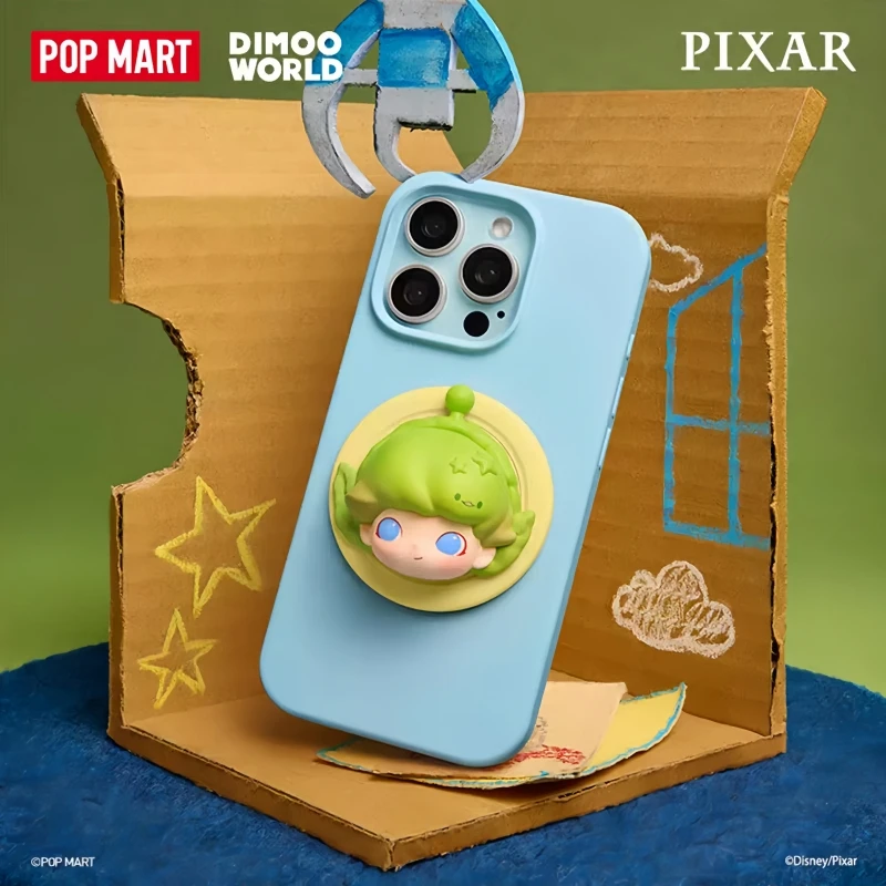Фото Хит продаж: Оригинальный магнитный держатель для телефона Popmart Dimoo World × Pixar Joint Series, игрушка-сюрприз в слепой коробке, украшение, подарок №3