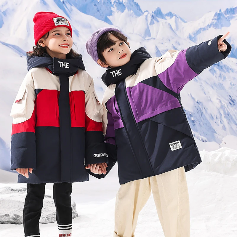 

New Winter Children Clothing Boys Girl Outdoor Sports Down jacket Waterproof Casual Warm Teen Thicken Jcket Clothes Snowsuit