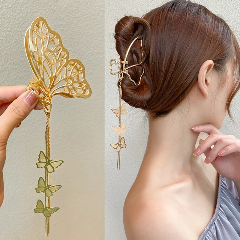 

Alloy Hair Claw Clips Butterfly Hair Clip Delicate Jaw Clips Non Slip Large Hair Claws Strong Hold Hair Accessories
