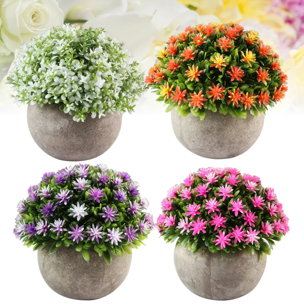 

4pcs Ornaments Flower Decor Artificial Potting for Store Home