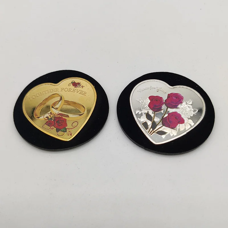 1 шт. монета в форме сердца Золотая/Серебряная коллекция монет сувенир