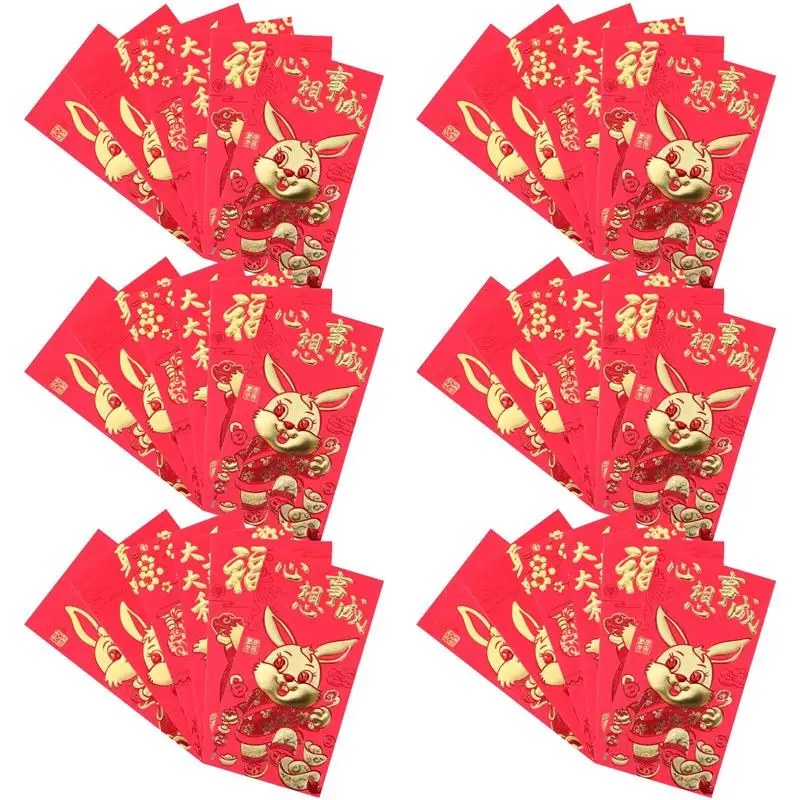 

60pcs Chinese New Year Red Envelopes Rabbit Year Red Packets Money Pouches New Year Supplies Spring Festival Red Envelopes