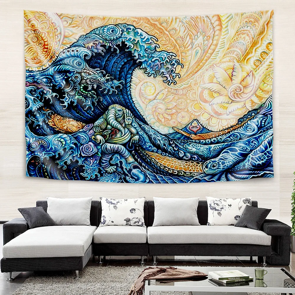 

Mount Fuji, Japan Tapestry Art Printing Tapestry The Great Wave Of Kanagawa Wall Hanging Decoration Household Japanese Tapestry