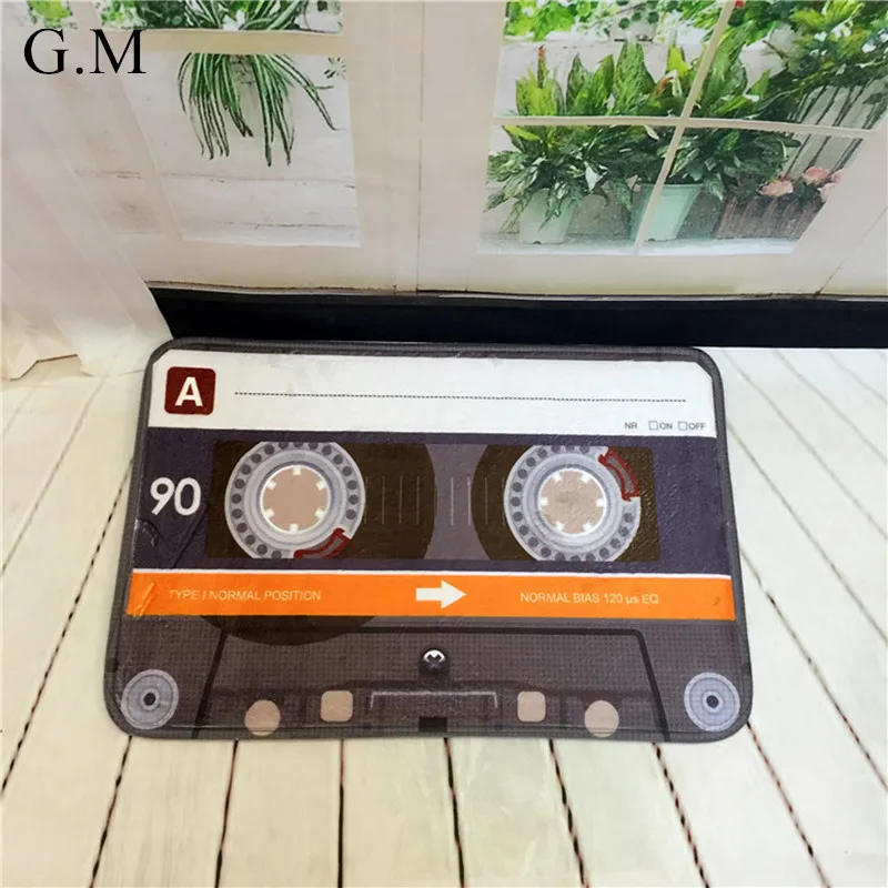 

Flannel Printing Vintage Music Tape TV Set Floor Mat Thicken Soft Entrance Door Mats Anti-slip Carpet Bathroom Rugs Home Decor