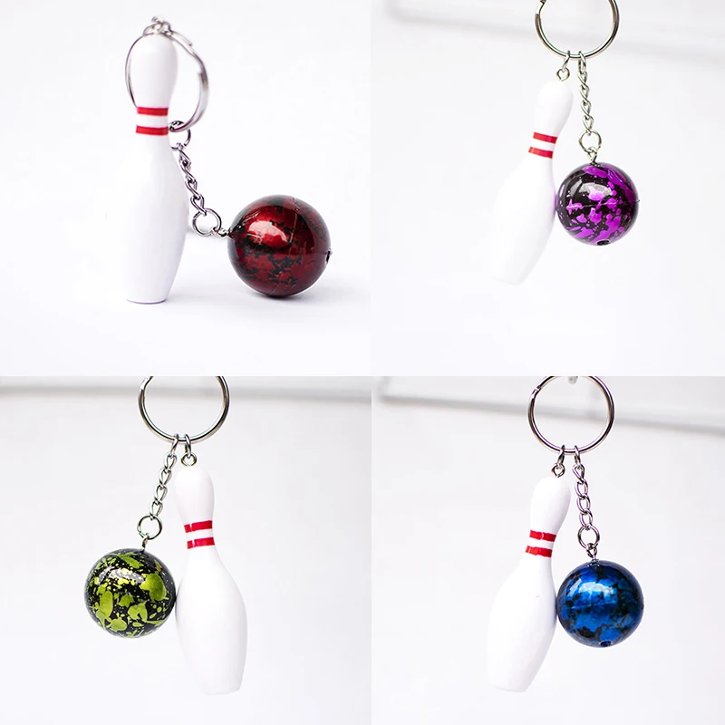 Simulated Bowling Ball Keychain Pendant Car Key Chain Sports Key Ring Bag Charms Car Key Accessories For Man Women Gift
