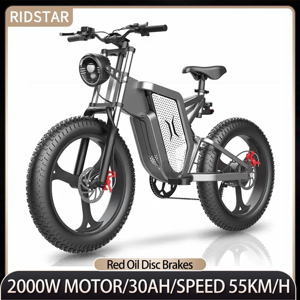 

Sales Discount Ridstar Electric Bicycle 2000W Motor 48V 30AH 20 Inch Snow Biking LCD Turn Signal Oil Disc Brake Mountain Electri