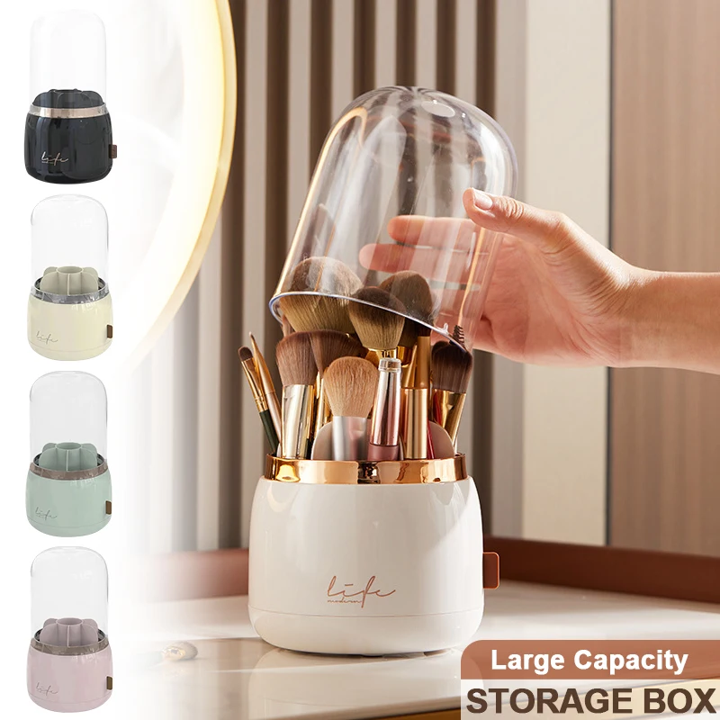 360° Rotating Makeup Brushes Holder Portable Desktop Cosmetic Storage Box Jewelry Lipstick Eyebrow Pencil Container Make Up Tool