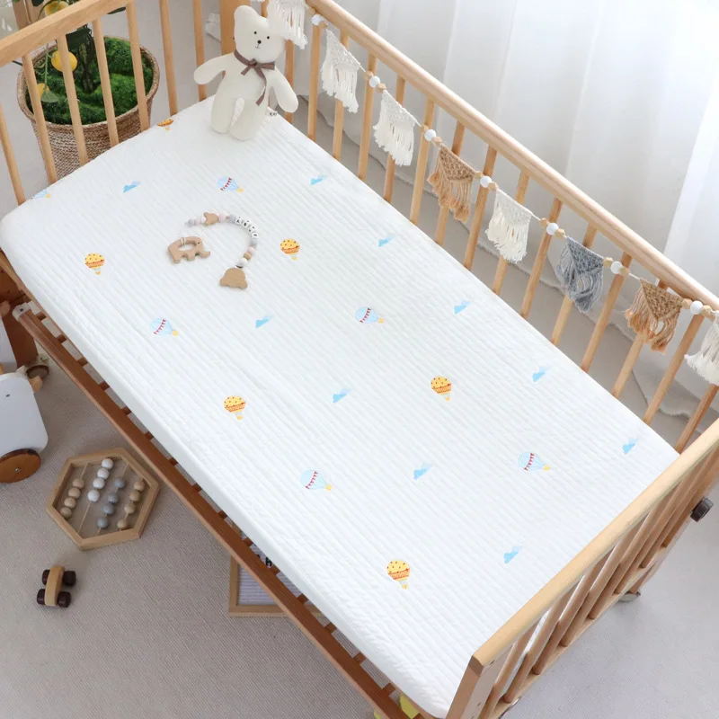 Baby Crib Quilting Fitted Sheet for Kids 60*120cm Cartoon Embroidered 100 Cotton High Quality