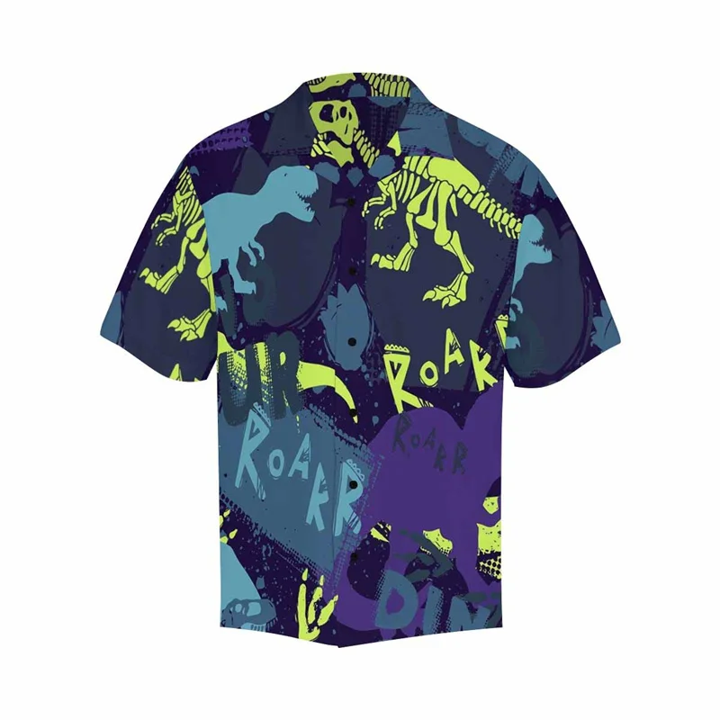 

Kawaii Dinosaur Kids Shirts For Men 3D Print Hawaiian Vacation Shirt Short Sleeve Y2k Tops Vintage Oversize Clothes Lapel Blouse