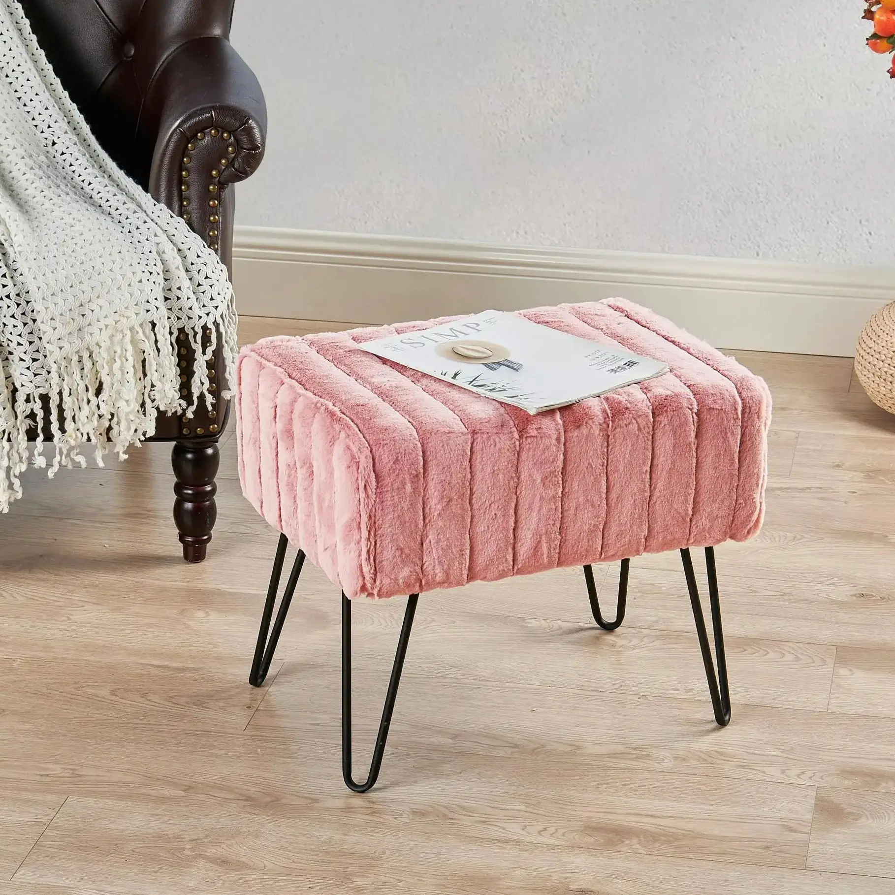 

Home Soft Things Super Soft Decorative Ottoman - Rose Smoke - 19" x 13" x 17"